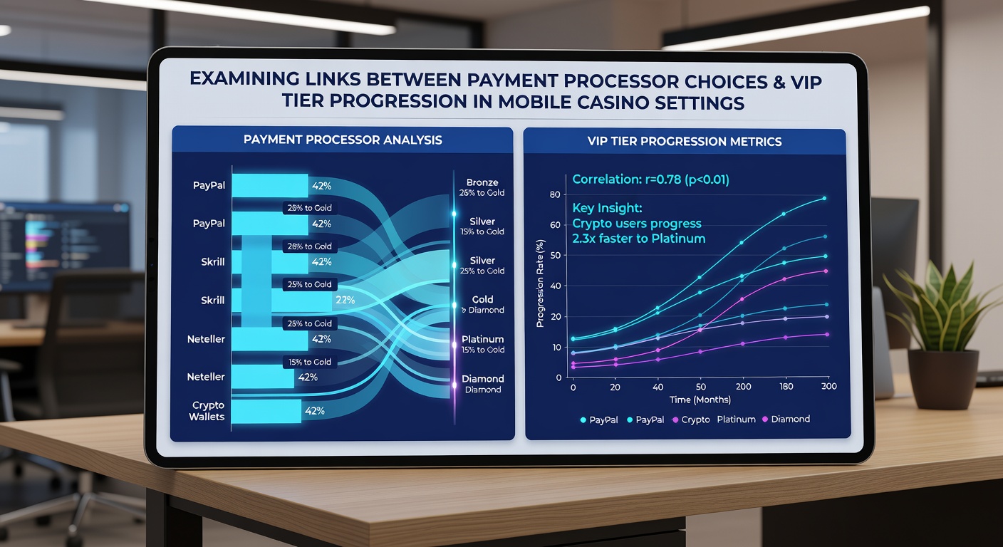 Analytics dashboard comparing VIP tier advancement rates across different payment processor categories