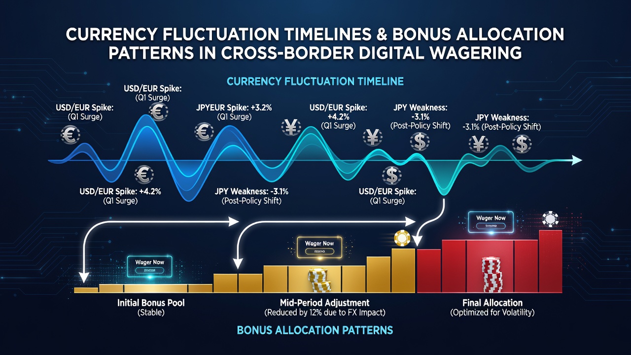 Global map highlighting cross-border wagering regions affected by currency timeline shifts